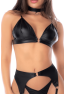 Ensemble lingerie 4 pièces noir effet wetlook – Mapalé
