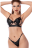 Ensemble lingerie noir effet wetlook avec découpes – Mapalé