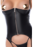 Bustier seins nus noir effet wetlook avec porte-jarretelles – Mapalé