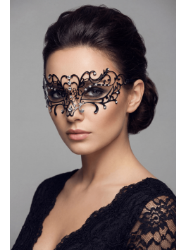 Masque vénitien Elena rigide noir avec strass 