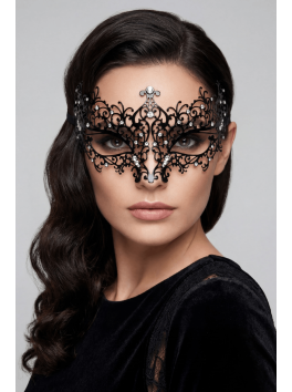 Masque vénitien Chiara rigide noir avec strass 