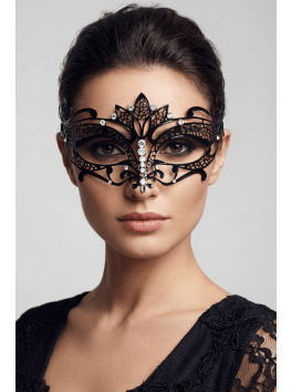Masque vénitien Asia rigide noir avec strass 
