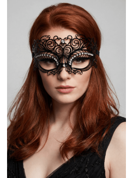 Masque vénitien Giulia rigide noir avec strass 