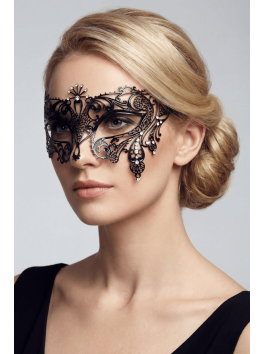 Masque vénitien Bianca rigide doré avec strass 