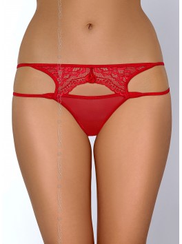 Grossiste lingerie Axami String rouge dentelle effet double string