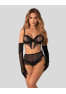 Rossay 4 pieces crotchless lingerie set - Black