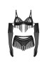 Rossay 4 pieces crotchless lingerie set - Black