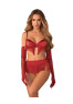 Rossay 4 pieces crotchless lingerie set - Red