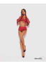 Rossay 4 pieces crotchless lingerie set - Red