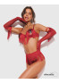 Rossay 4 pieces crotchless lingerie set - Red