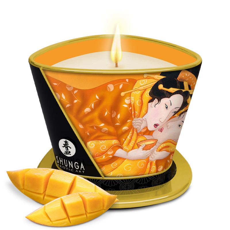 Bougie de massage lueur et caresses - Mangue — Shunga, sélection SENVÉLYA