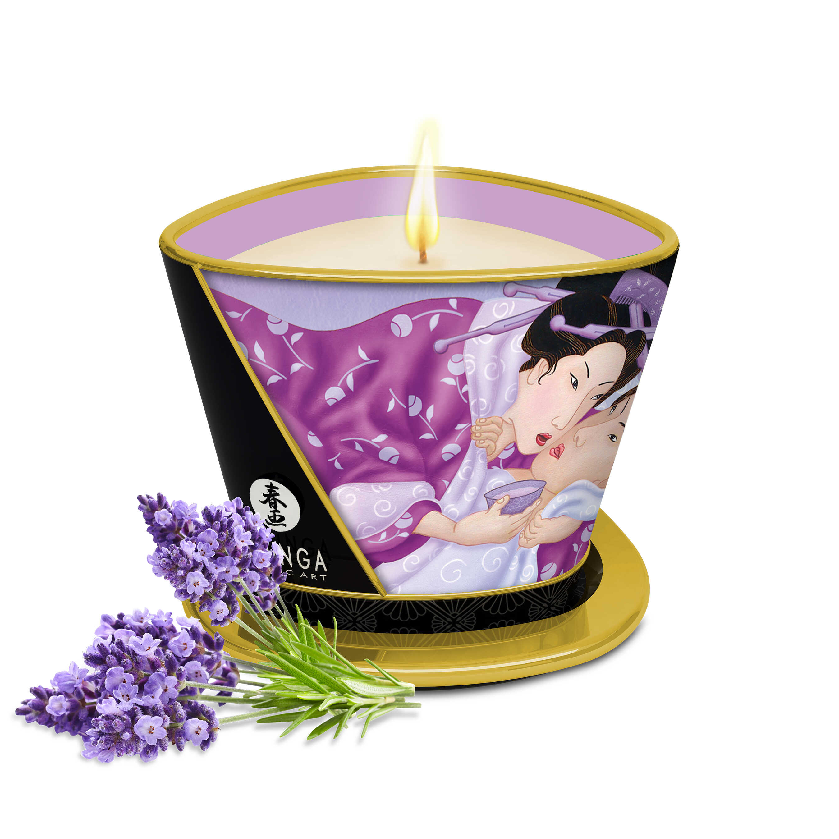 Bougie de massage lueur et caresses - Lavande — Shunga, sélection SENVÉLYA