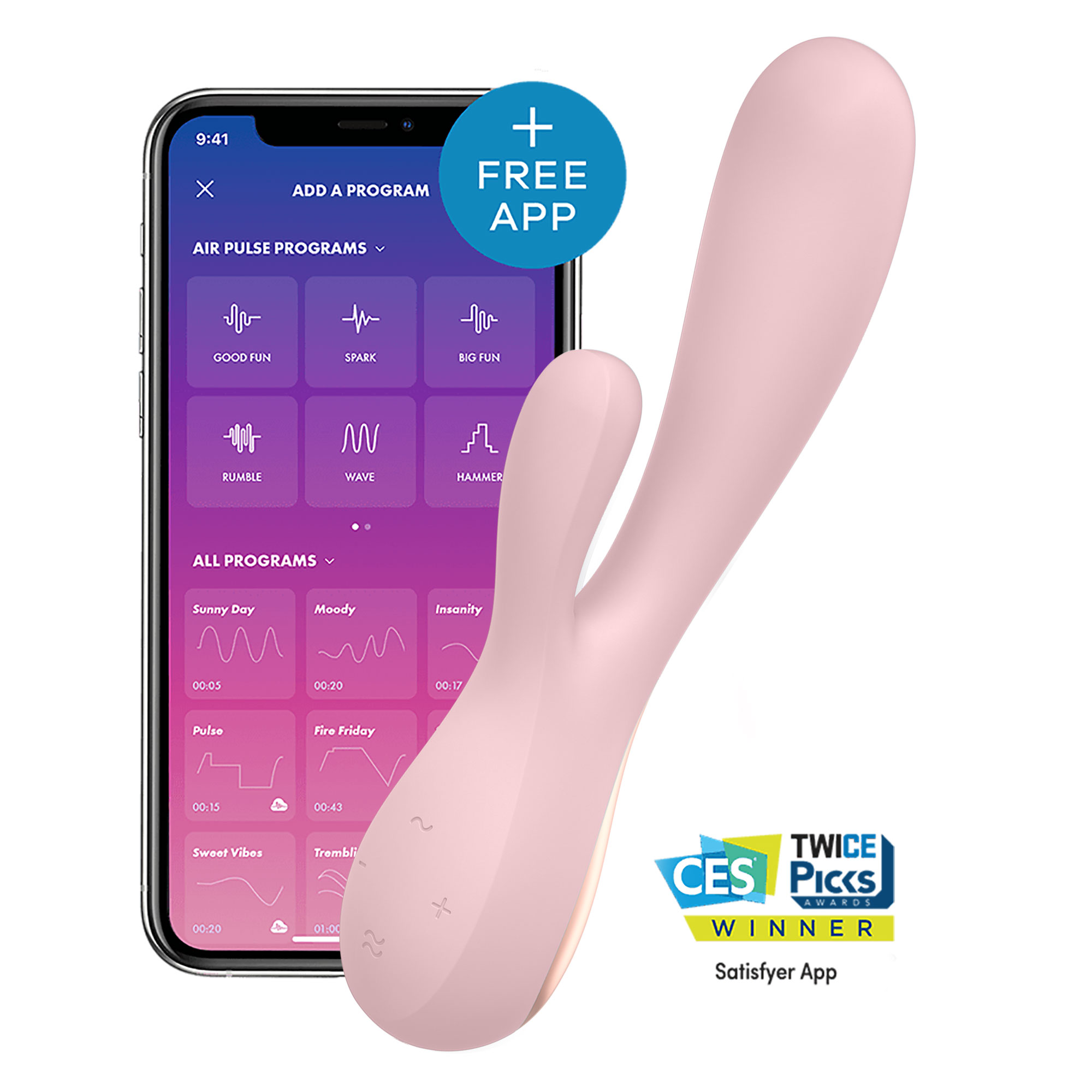 Vibromasseur connecté Satisfyer Mono Flex - Rose — Satisfyer, sélection SENVÉLYA