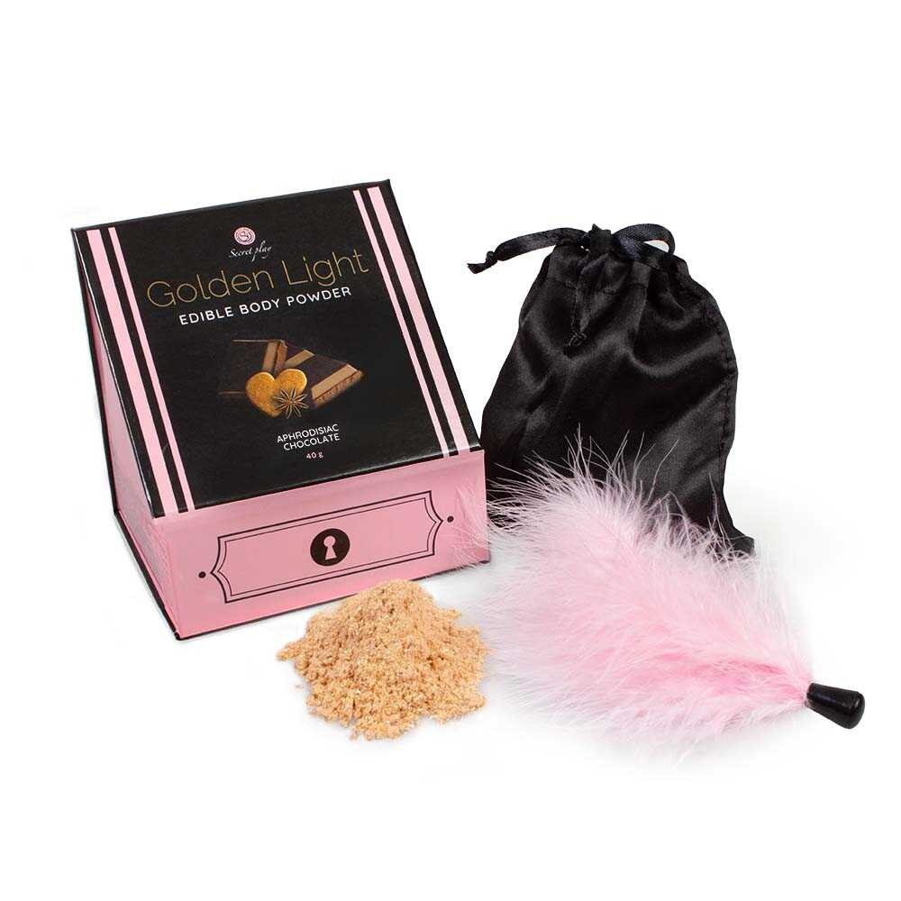Poudre comestible chocolat aphrodisiaque et plumeau - Secret play — Secret Play, sélection SENVÉLYA