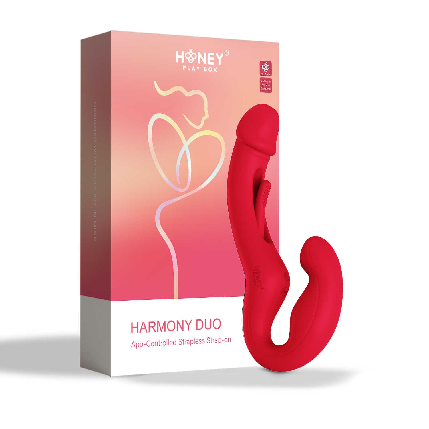 Harmony Duo Strap on vibrant avec tapotage - Rouge — Honey Play box, sélection SENVÉLYA