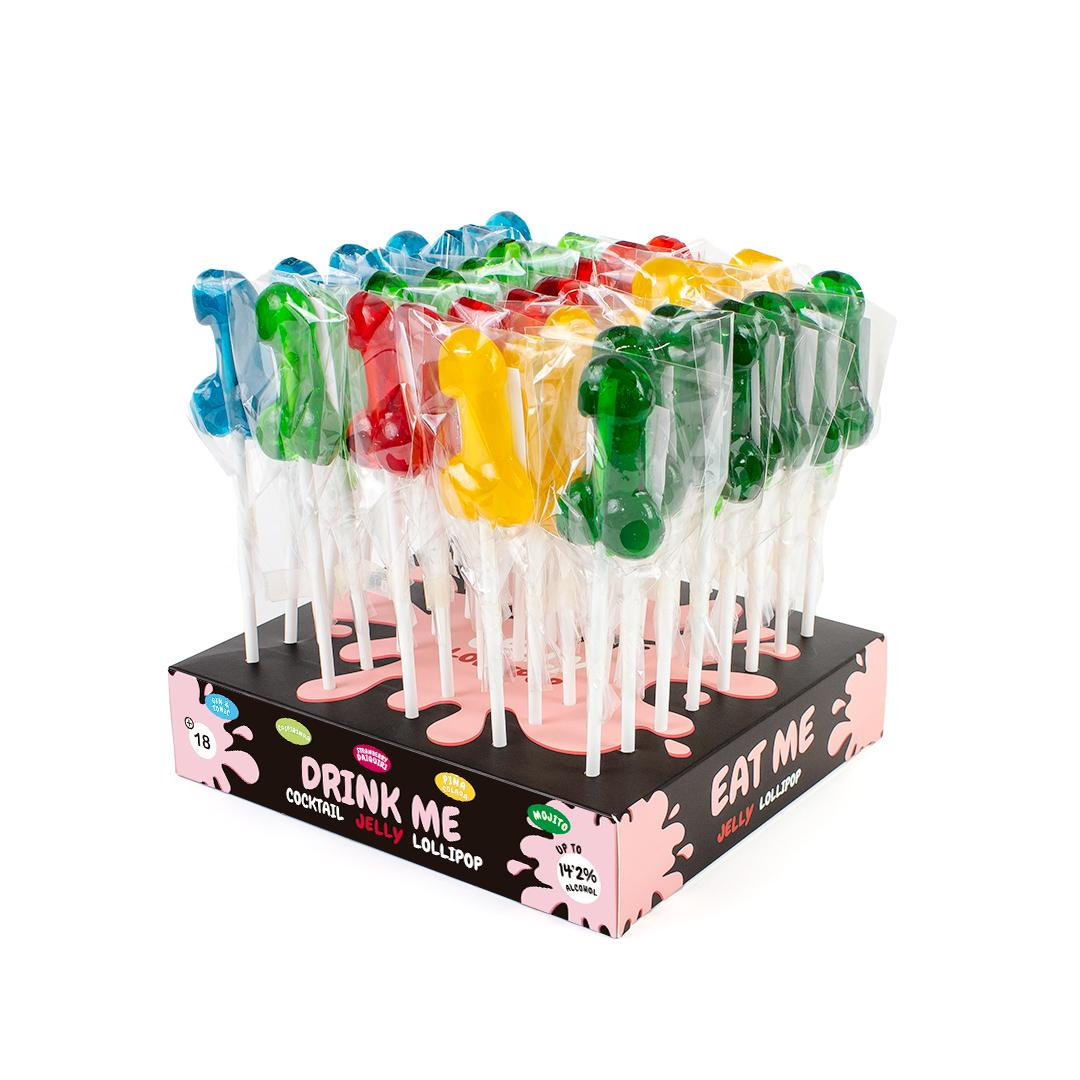 PRÉSENTOIR DE SUCETTES PÉNIS AVEC ALCOOL — Secret Play, sélection SENVÉLYA